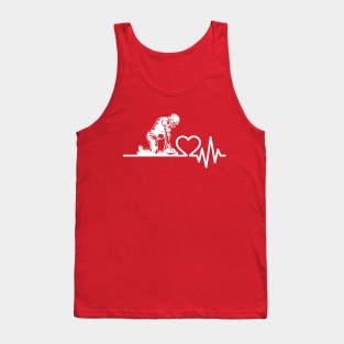 Football Player Praying Heartbeat Tank Top